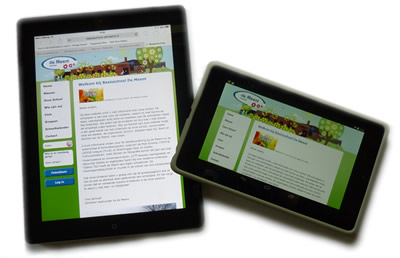 Website van de Meent op een tablet